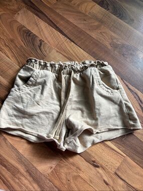 dip Beige Drawstring Athletic Shorts
